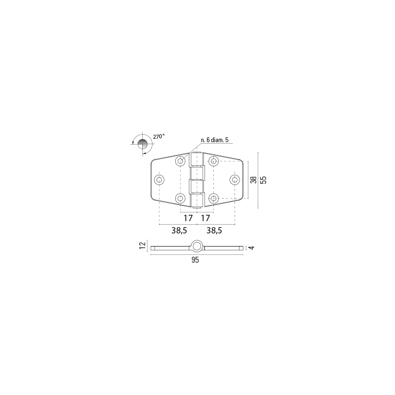 CERNIERA OTTONE MM.95 X 55