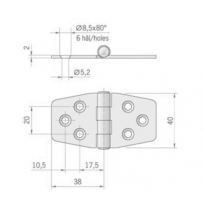 CERNIERA ESAGONALE MM.76X40