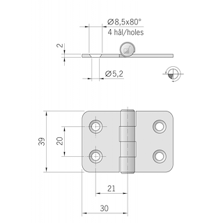 CERNIERA INOX MM.60X39