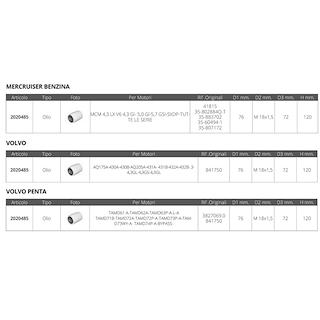 FILTRO OLIO MERCRUISER VOLVO