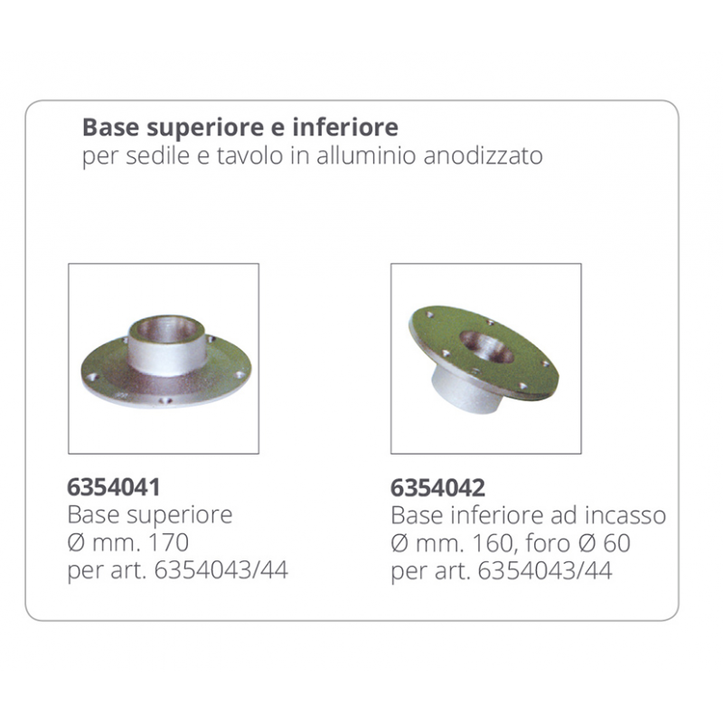 SUPPORTO TAVOLO O SEDILE IN ALLUMINIO Ø MM.60
