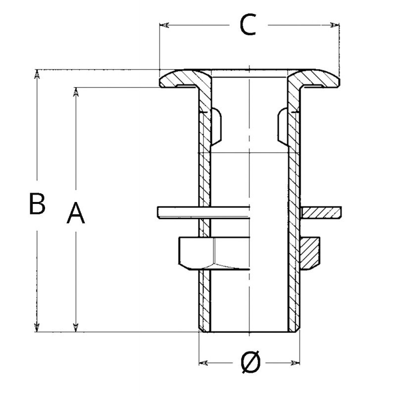 SCARICO POZZETTO IN OTTONE CROMATO CON PORTAGOMMA