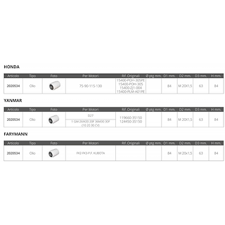FILTRO OLIO HONDA YANMAR FARYMANN
