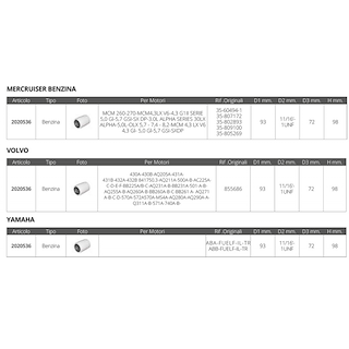 FILTRO BEN. MERC./MERCRUISER VOLVO