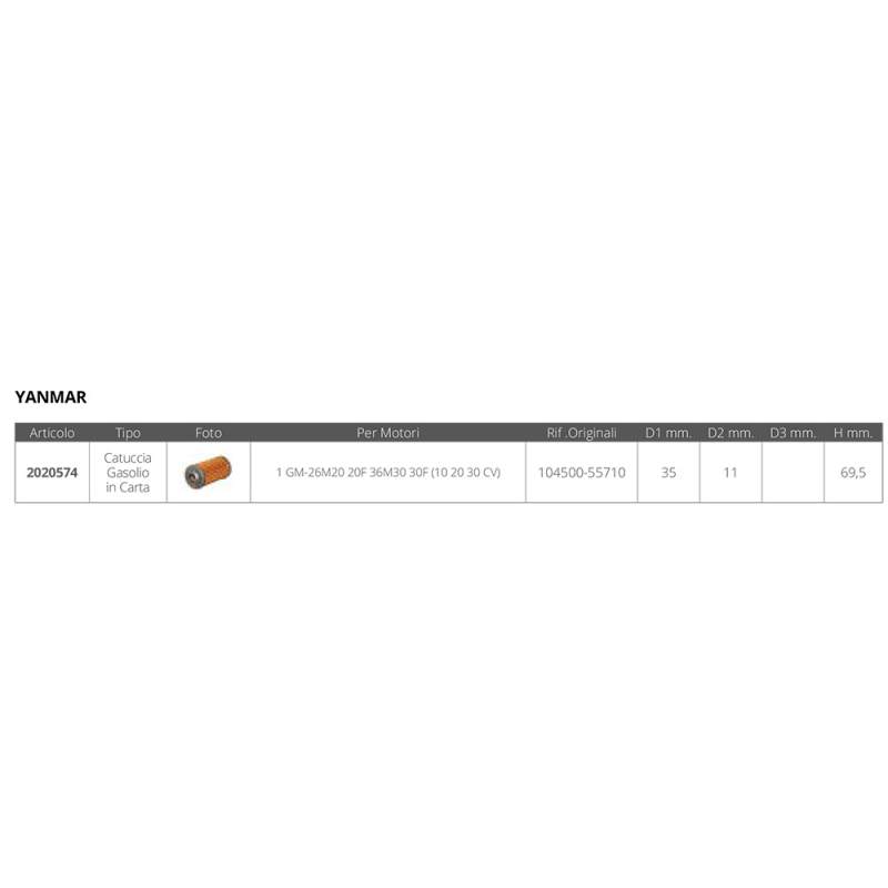 CARTUCCIA GASOLIO YANMAR