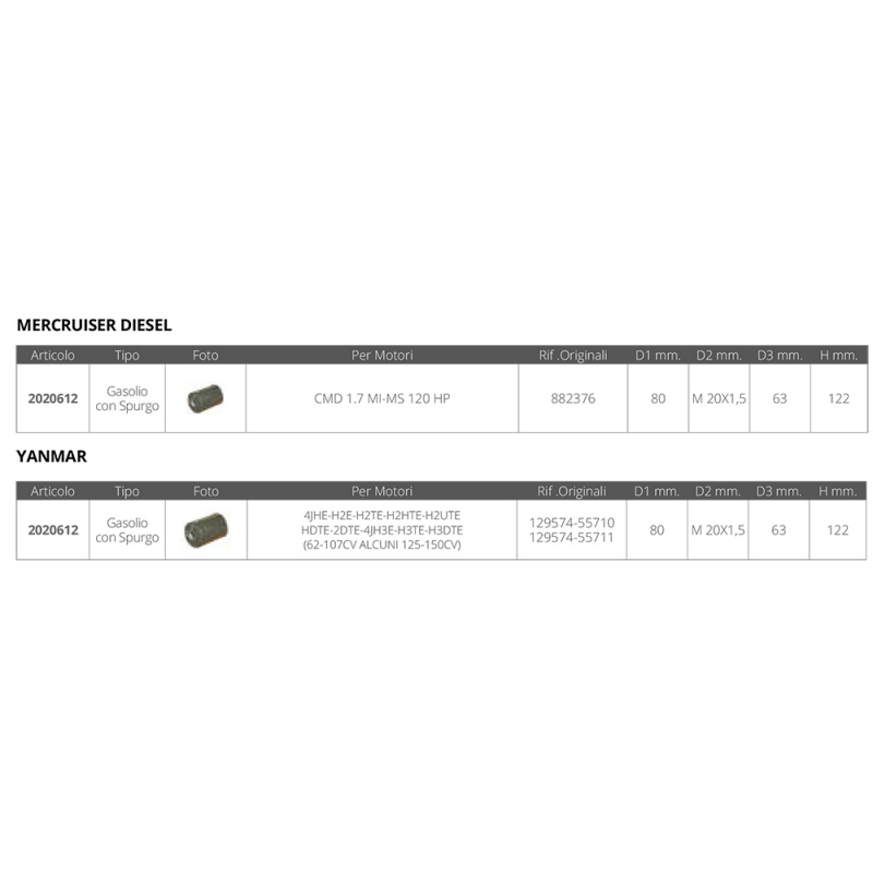 FILTRO GAS. MERCRUISER-YANMAR