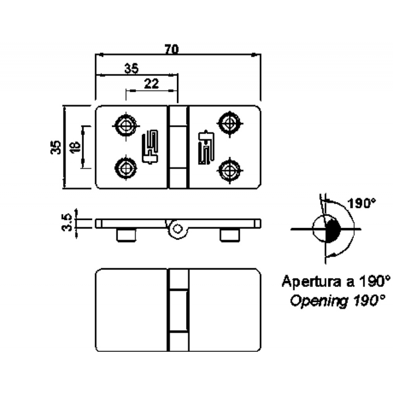 CERNIERE A FILO IN ACCIAIO INOX