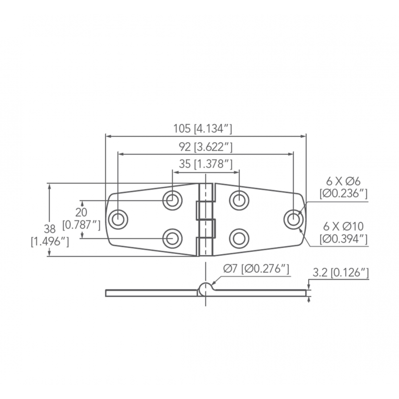 CERNIERA INOX MM 38x105