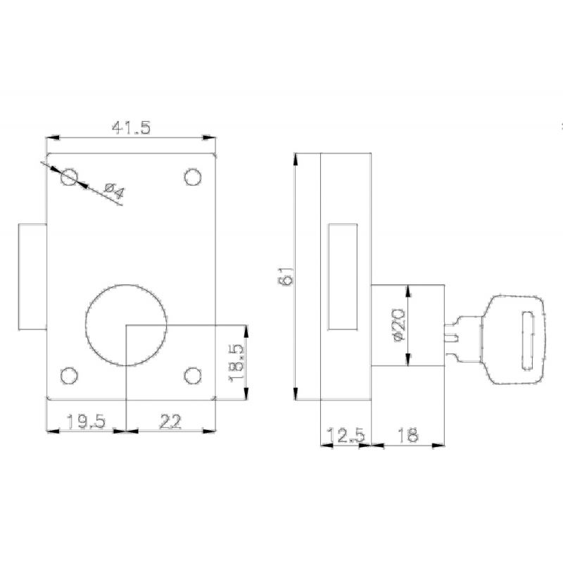 SERRATURA DA APPOGGIO MM.60X40