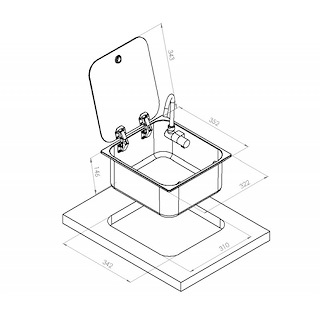 LAVELLO+COPERCHIO VETRO E RUBINETTO