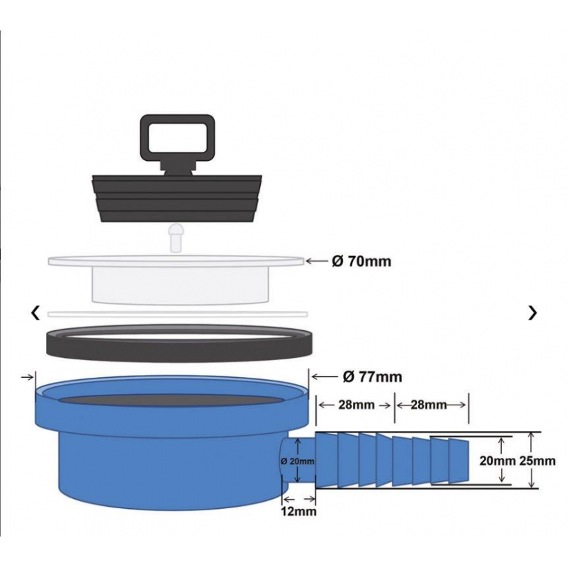 PILETTA SCARICO CURVA Ø MM.25