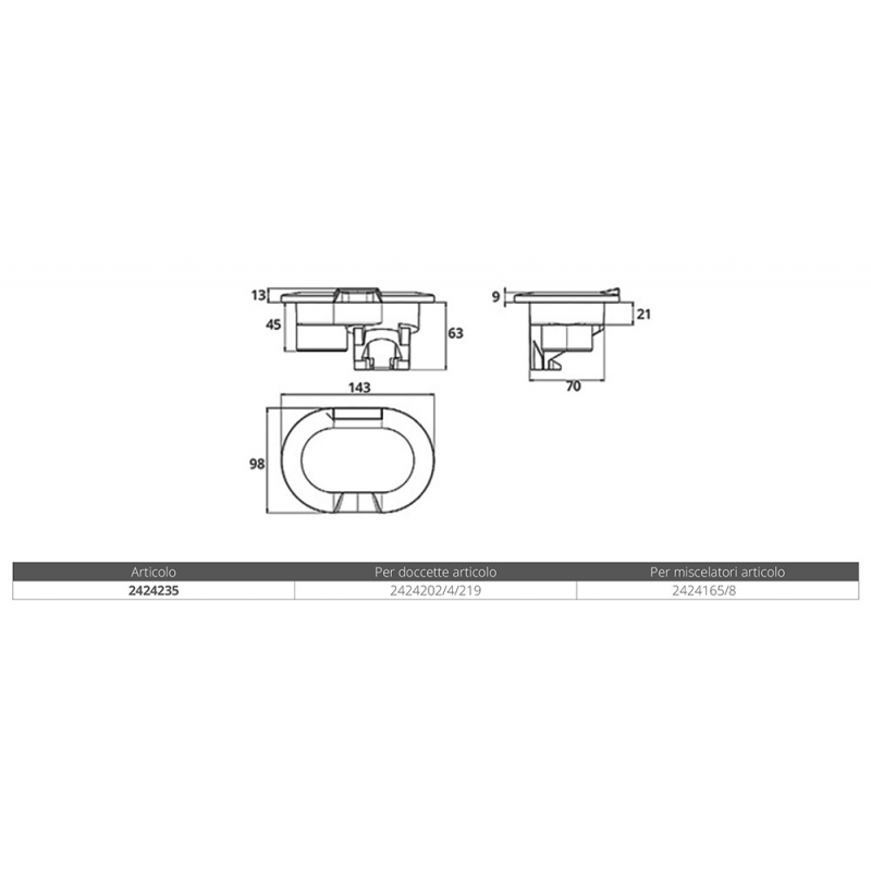 CONTENITORE DOCCETTA E MISCELATORE