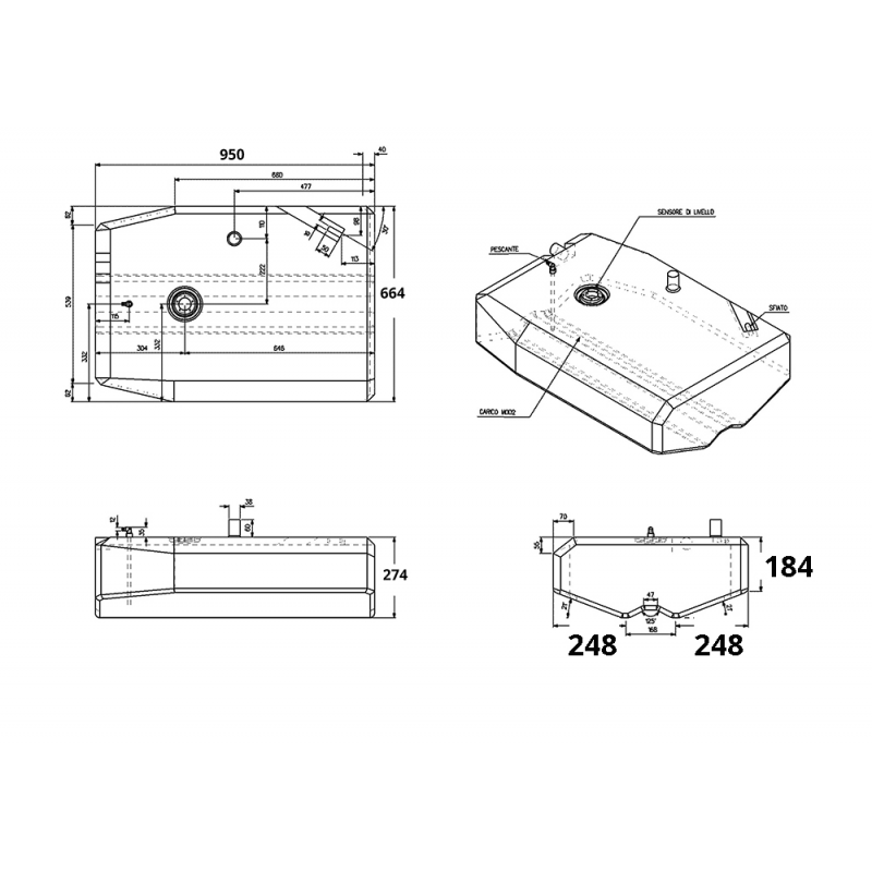 SERBATOIO CARBURANTE LT.133