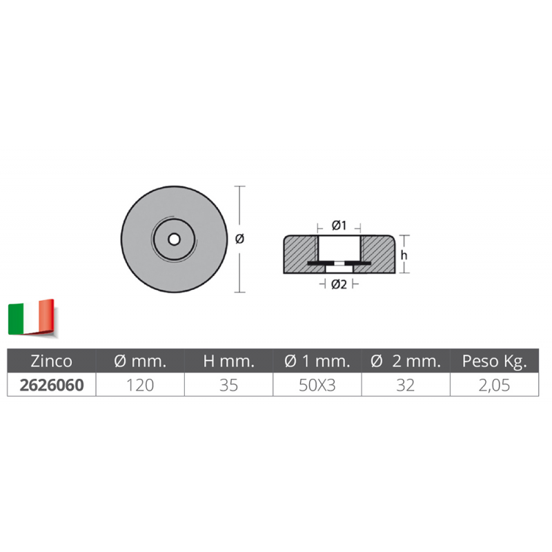 ANODO POPPA Ø MM.120