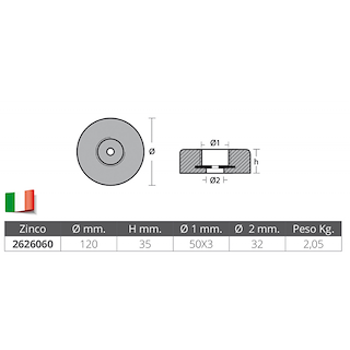 ANODO POPPA Ø MM.120