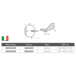 PINNA PER MOTORI YAMAHA 150/200 HP