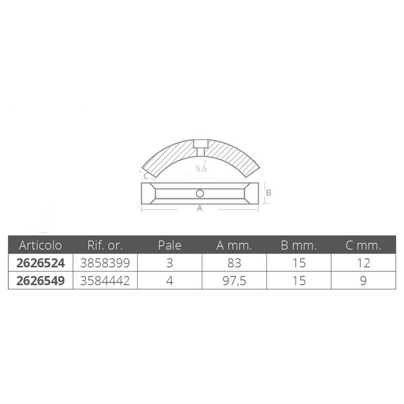 COLLARE IN ZINCO PER ELICA 4 PALE