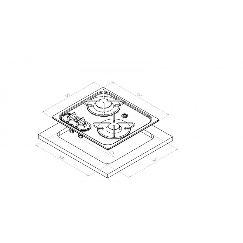 PIANOCOTTURA ACCIAIO 2 FUOCHI