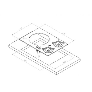 PIANOCOTTURA VETRO 2 FUOC + LAVELLO