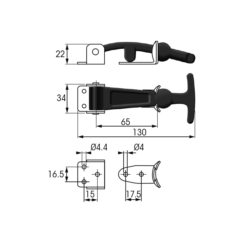 MANIGLIA DI CHIUSURA T-BAR" CF. 2PZ