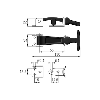 MANIGLIA DI CHIUSURA T-BAR" CF. 2PZ
