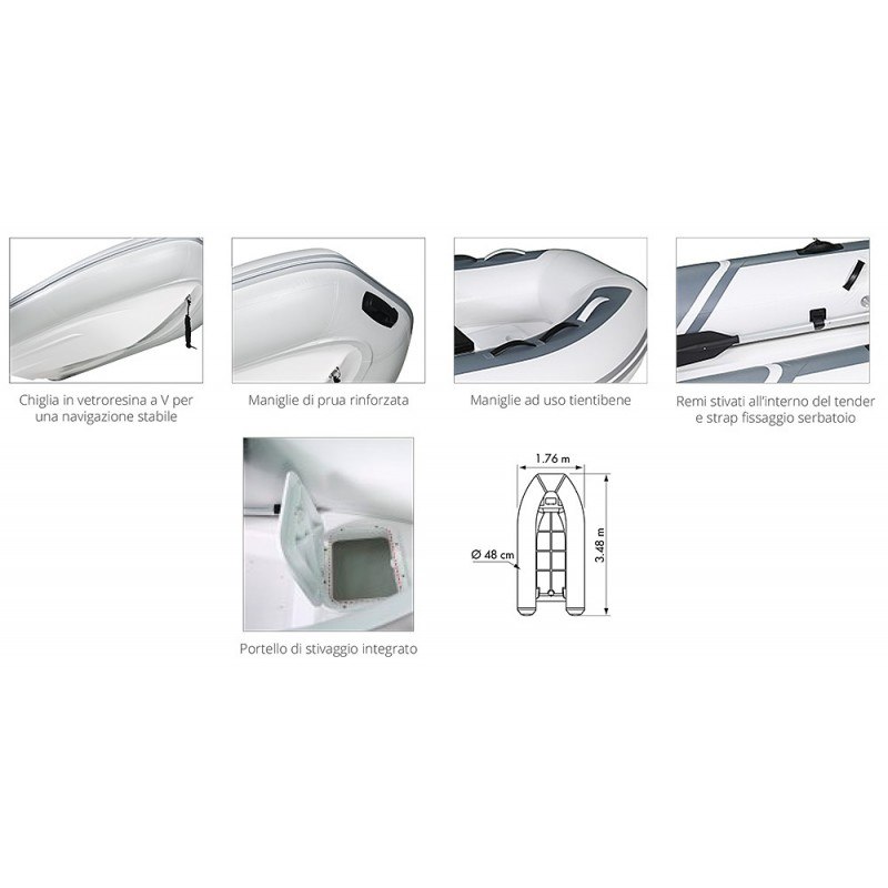 TENDER YACHT CHIGLIA RIGIDA IN VETRORESINA