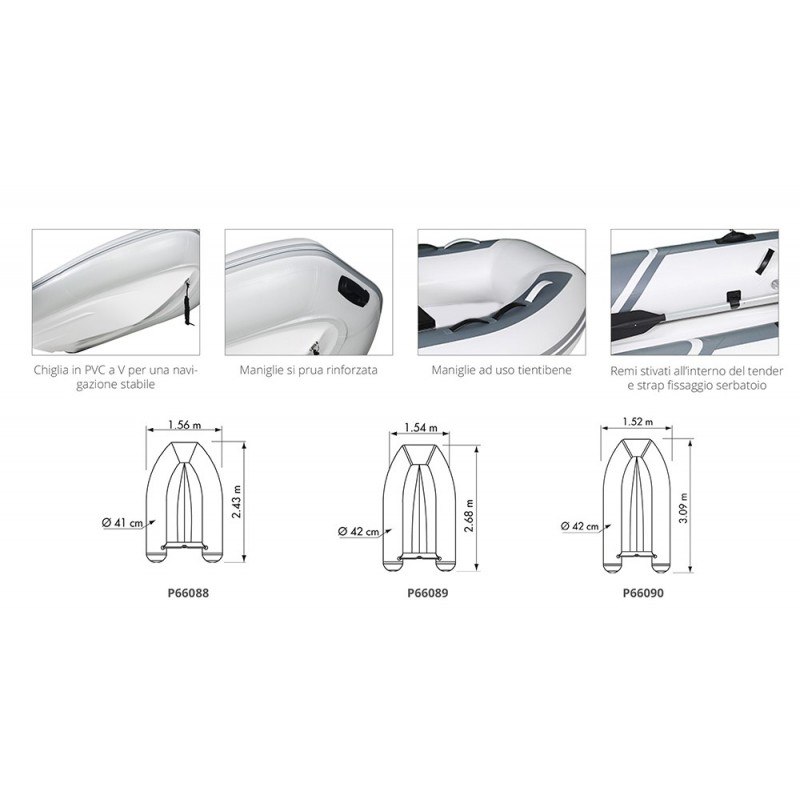 TENDER YACHT CHIGLIA RIGIDA IN VETRORESINA