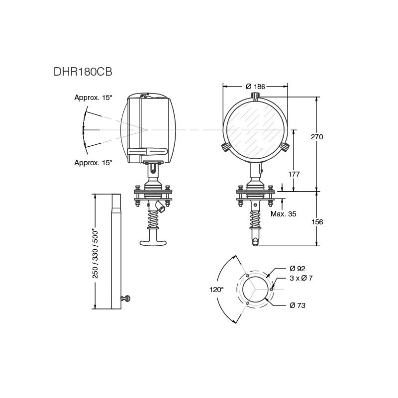PROIETTORE DHR A LED Ø MM.180